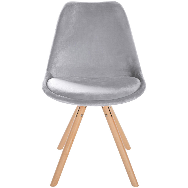 Fauteuil Sofia, velours, rond, gris clair