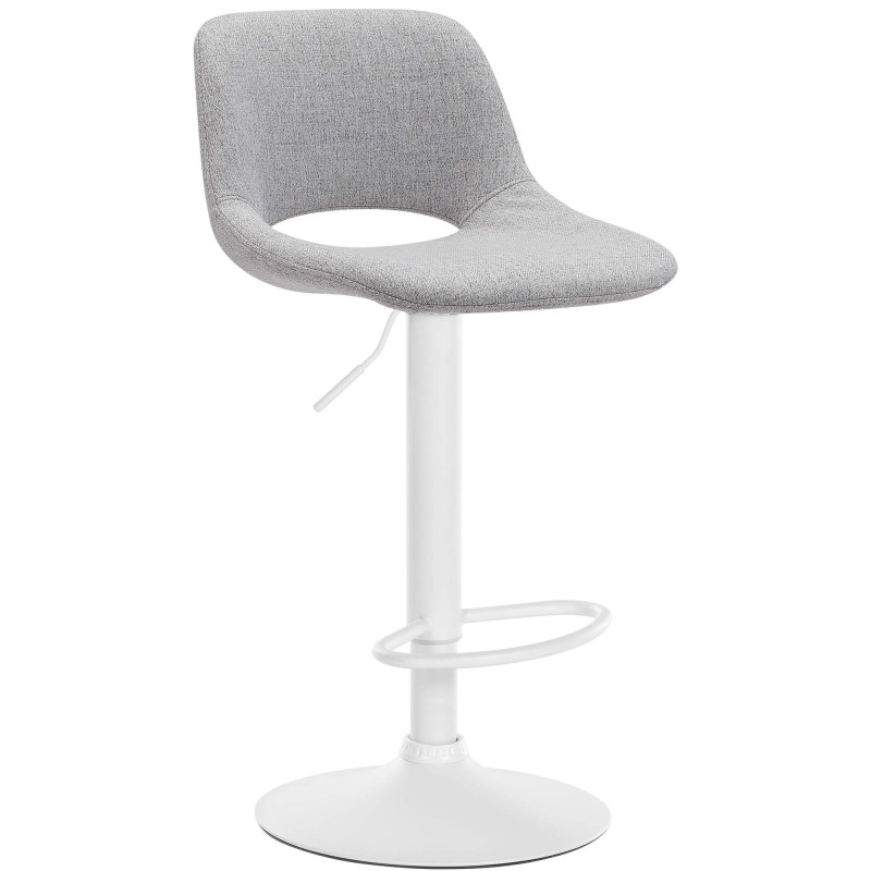 Tabouret de bar Camden tissu blanc gris clair