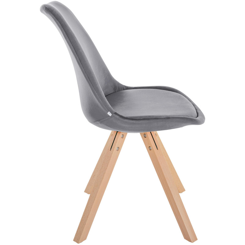 Fauteuil Sofia, en velours, carré, gris