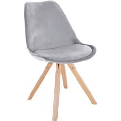 Fauteuil Sofia, velours, carré, gris clair