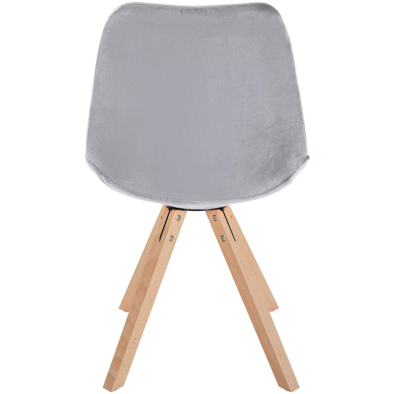 Fauteuil Sofia, velours, carré, gris clair