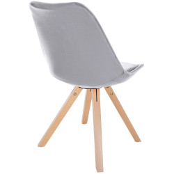 Fauteuil Sofia, velours, carré, gris clair