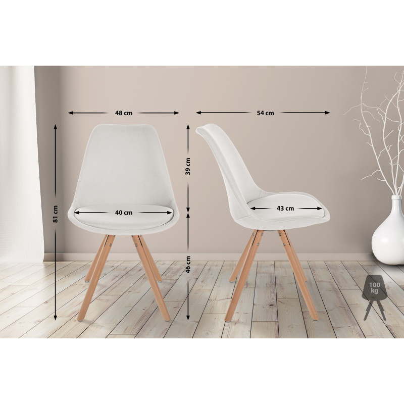 Chaise Sofia, ronde, tissu couleur crème