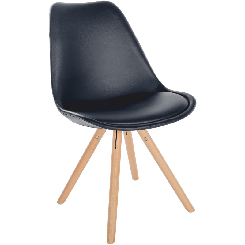 Fauteuil Sofia, en similicuir, rond, noir
