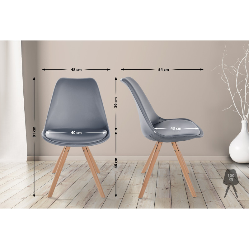 Fauteuil Sofia, en similicuir, rond, gris