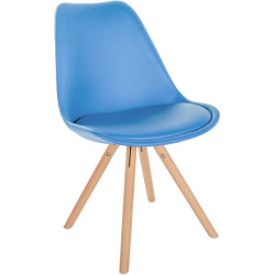 Fauteuil Sofia, en similicuir, rond, bleu clair