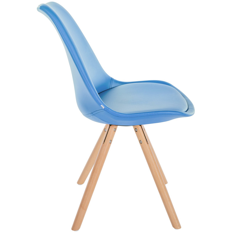 Fauteuil Sofia, en similicuir, rond, bleu clair