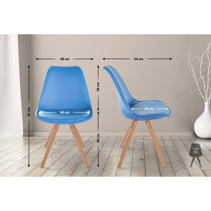 Fauteuil Sofia, en similicuir, rond, bleu clair