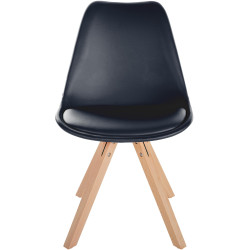 Fauteuil Sofia, similicuir, carré, noir