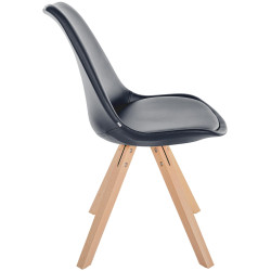 Fauteuil Sofia, similicuir, carré, noir
