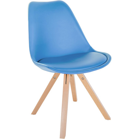 Fauteuil Sofia, similicuir, carré, bleu clair