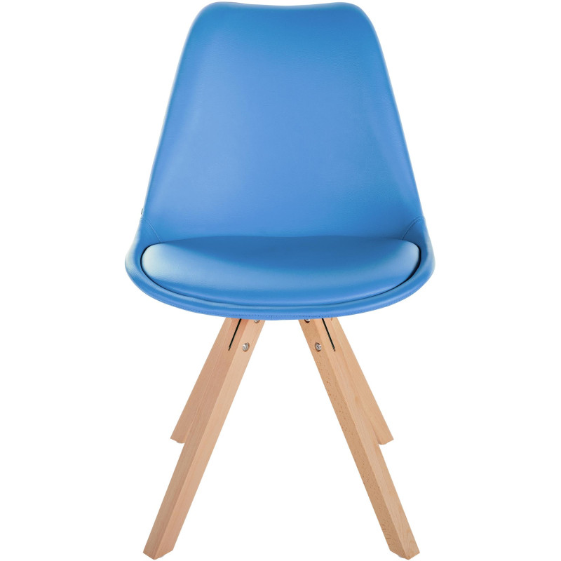 Fauteuil Sofia, similicuir, carré, bleu clair
