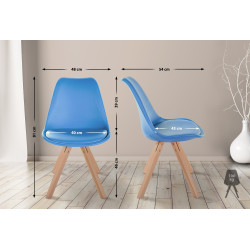 Fauteuil Sofia, similicuir, carré, bleu clair