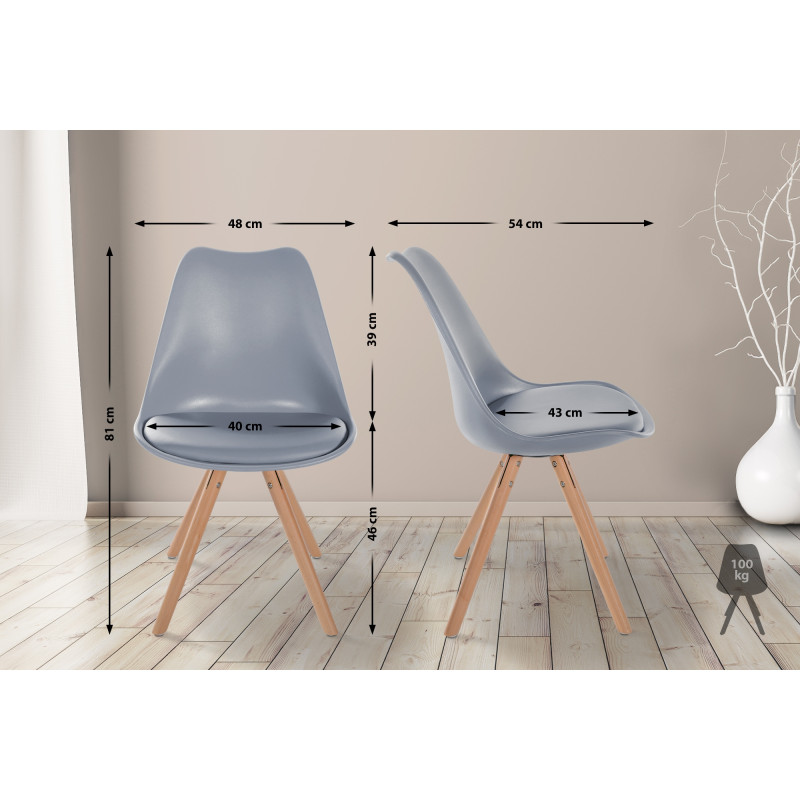 Chaise Sofia, en plastique, ronde, grise