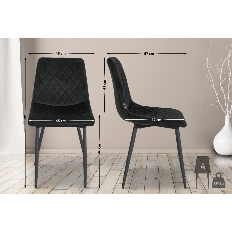 Fauteuil Telde, velours, noir