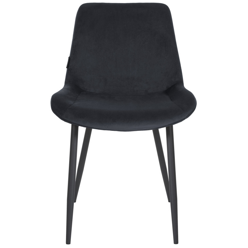 Chaise de salle à manger Victoria, velours, noire