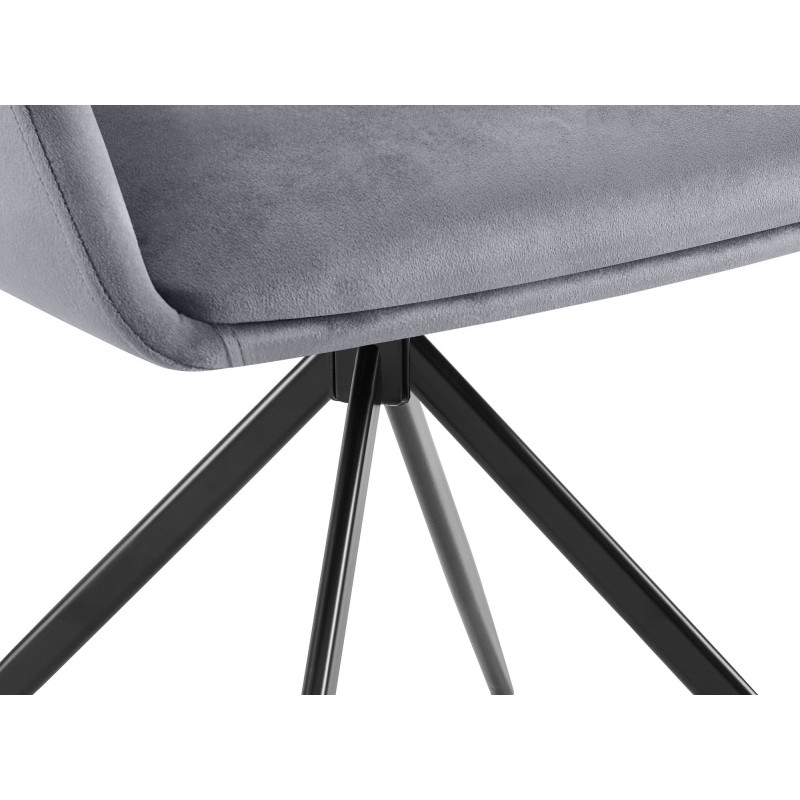 Chaise de salle à manger Olema en velours gris foncé