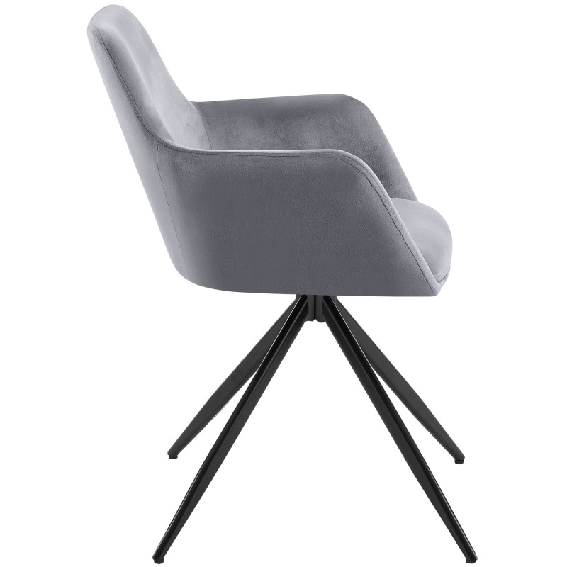 Chaise de salle à manger Olema en velours gris foncé
