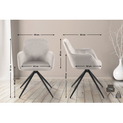 Chaise de salle à manger Olema en velours gris