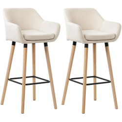Lot de 2 tabourets de bar Grant en tissu beige