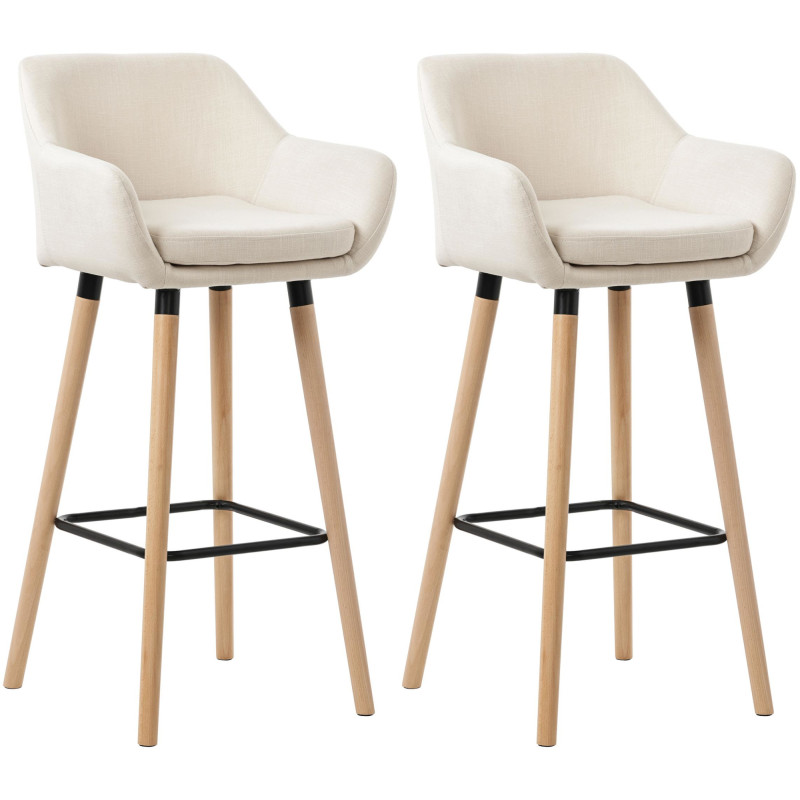 Lot de 2 tabourets de bar Grant en tissu beige