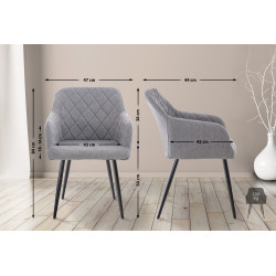 Ensemble de 2 chaises de salle à manger Shila, tissu gris