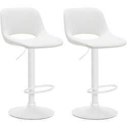 Lot de 2 tabourets de bar Camden, simili cuir, blanc