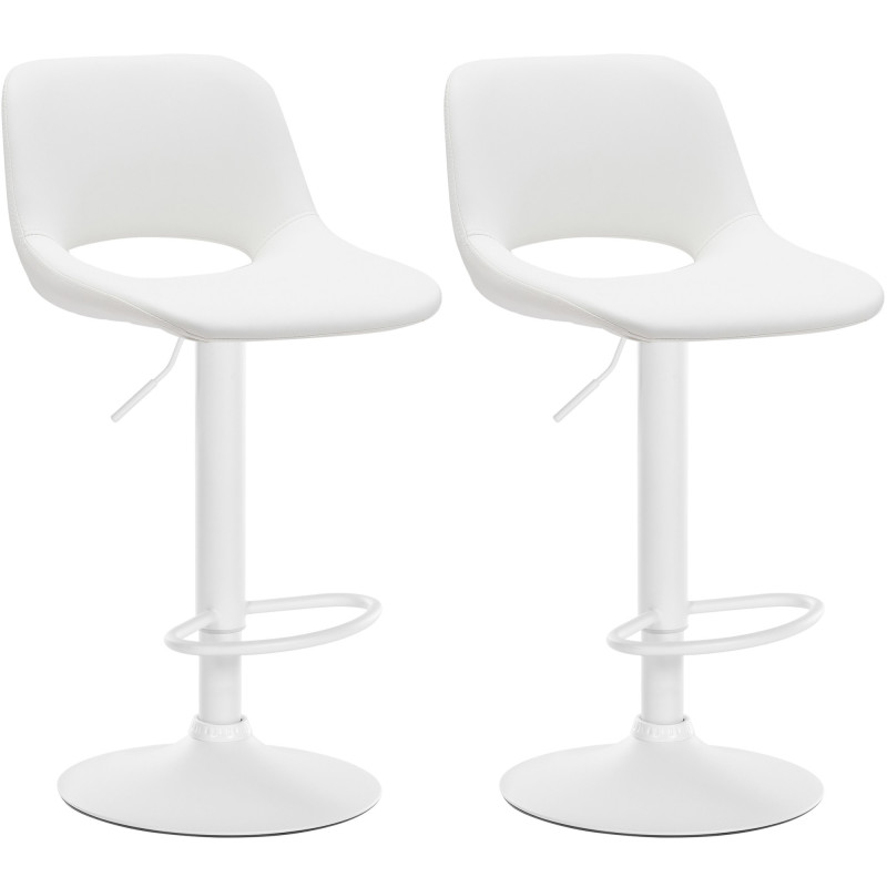 Lot de 2 tabourets de bar Camden, simili cuir, blanc