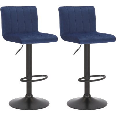 Lot de 2 tabourets de bar Jamie velours