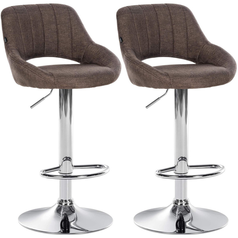 Lot de 2 tabourets de bar Milet tissu C marron