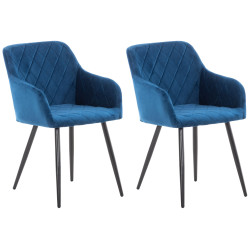 Ensemble de 2 chaises de salle à manger Shila en velours bleu
