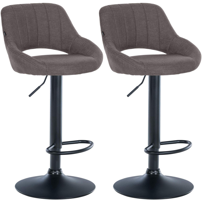Lot de 2 tabourets de bar Milet tissu B gris foncé