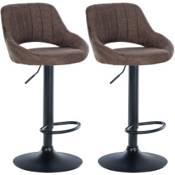 Lot de 2 tabourets de bar Milet tissu B marron