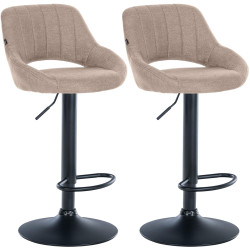 Lot de 2 tabourets de bar Milet tissu B taupe