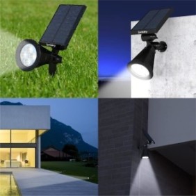 LUMISKY Pack de 2 Spots solaires extÈrieur Ètanches - 4 LEDs blanches - 200 Lm - Tete pivotante a 90∞C