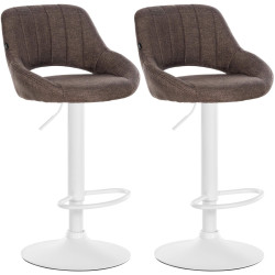 Lot de 2 tabourets de bar Milet tissu W marron