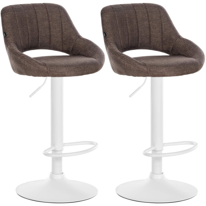 Lot de 2 tabourets de bar Milet tissu W marron