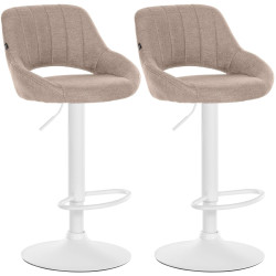 Lot de 2 tabourets de bar Milet tissu W taupe
