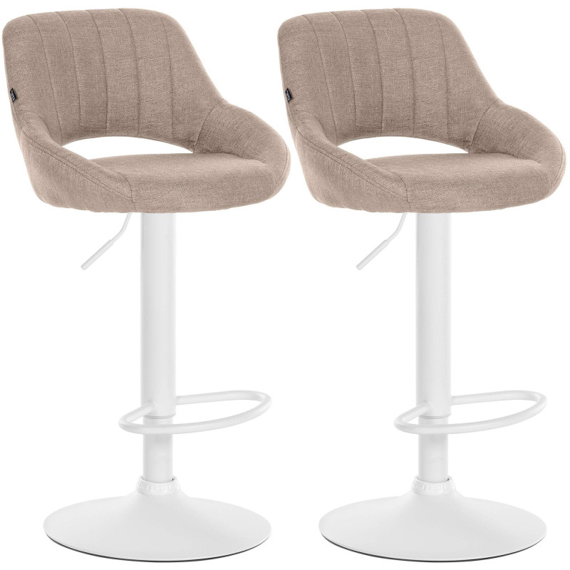 Lot de 2 tabourets de bar Milet tissu W taupe