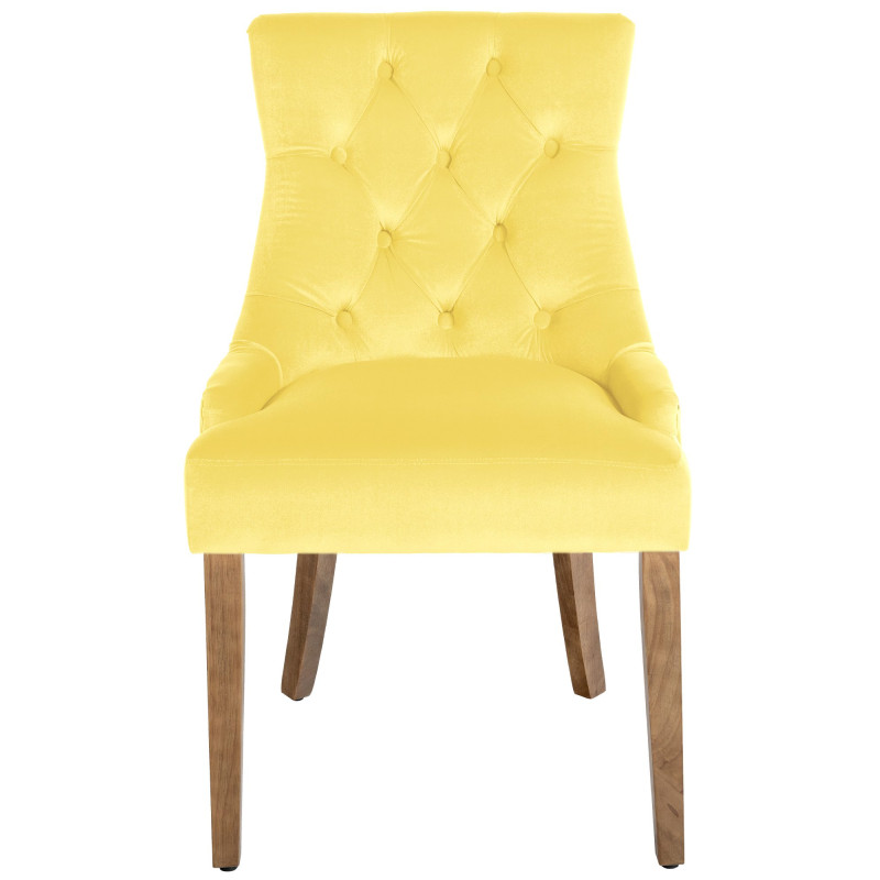 Chaise de salle à manger Aberdeen, velours, jaune clair antique