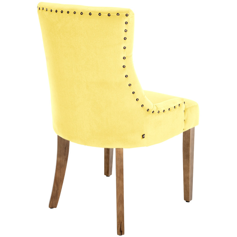 Chaise de salle à manger Aberdeen, velours, jaune clair antique