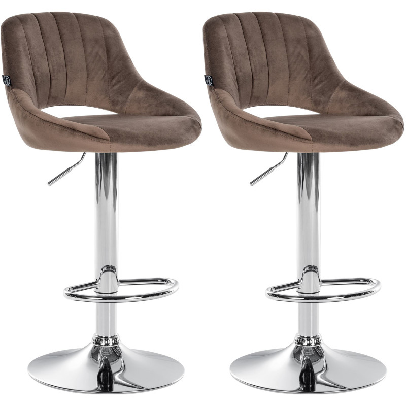 Lot de 2 tabourets de bar Milet velours C marron