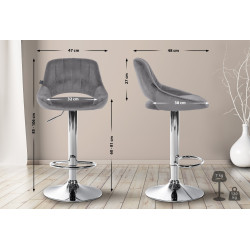 Lot de 2 tabourets de bar Milet velours C gris foncé