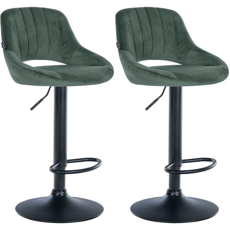 Lot de 2 tabourets de bar Milet velours B vert