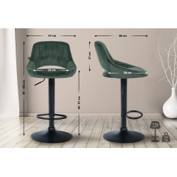 Lot de 2 tabourets de bar Milet velours B vert