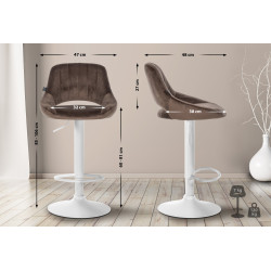 Lot de 2 tabourets de bar Milet velours W marron