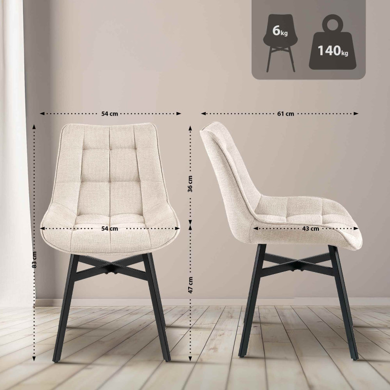 Fauteuil Colby, tissu crème