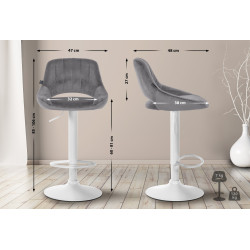 Lot de 2 tabourets de bar Milet velours W gris foncé