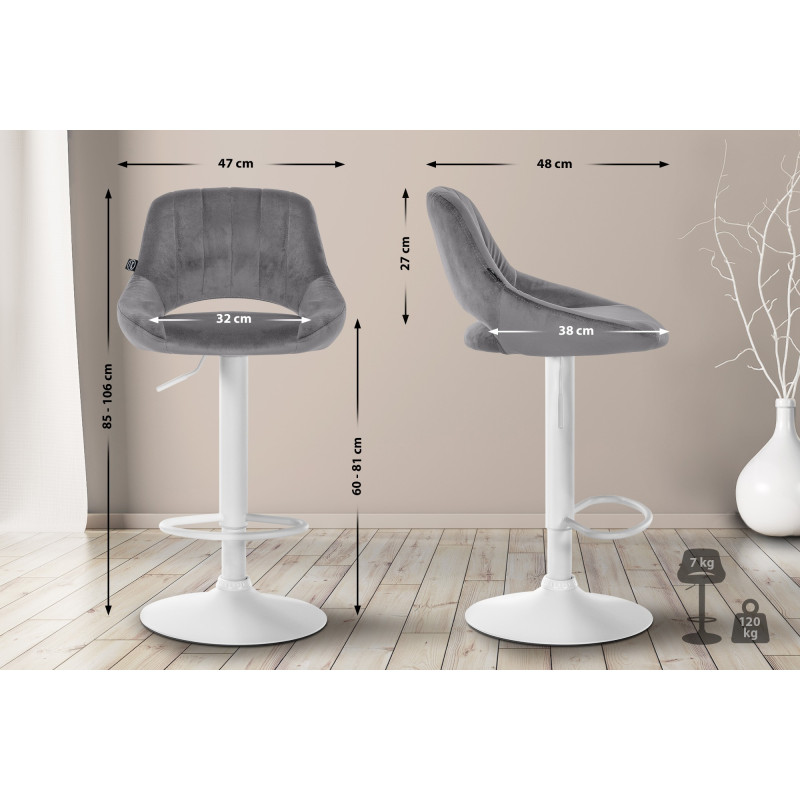 Lot de 2 tabourets de bar Milet velours W gris foncé