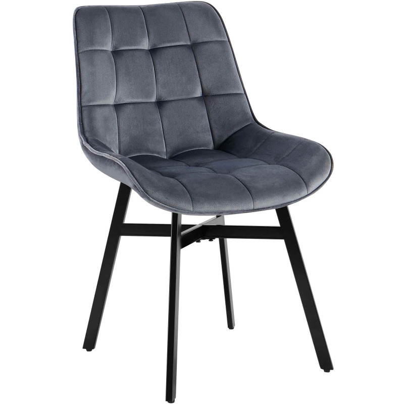 Fauteuil Colby, velours, gris foncé